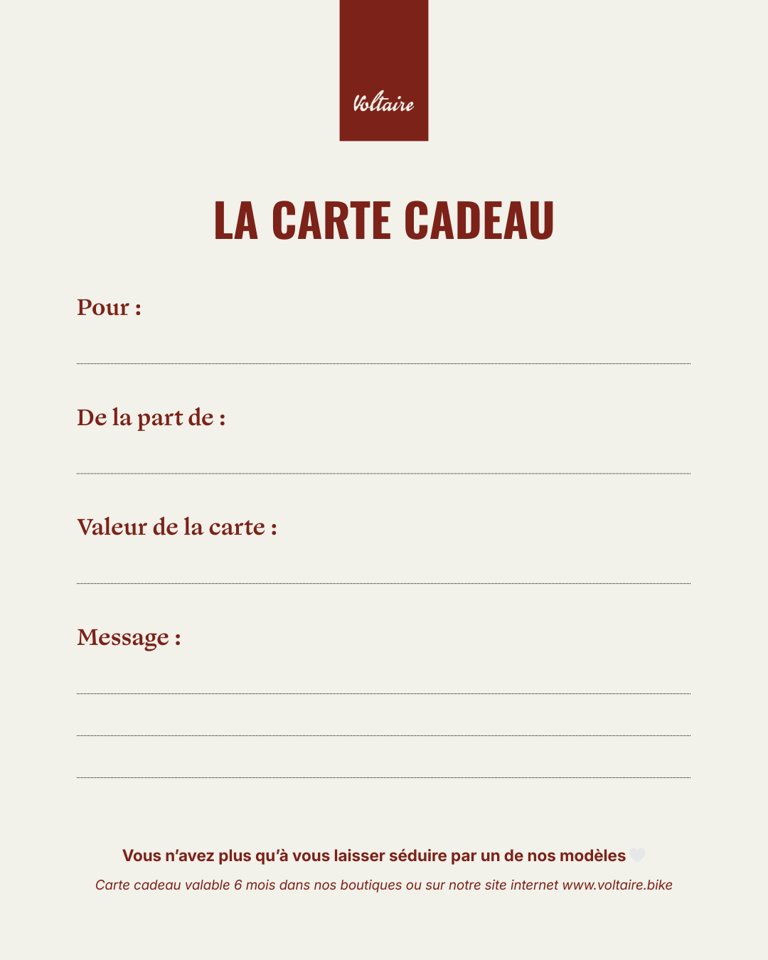 Tarjeta regalo Voltaire